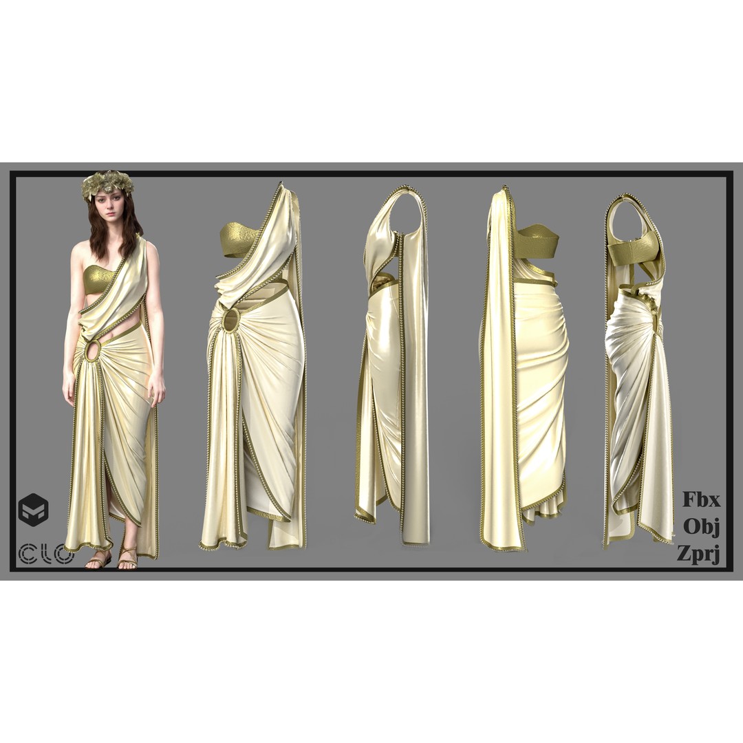 The Greek Grace Collection 3D Model – Elegant Women's Garments, FBX/OBJ - View 4