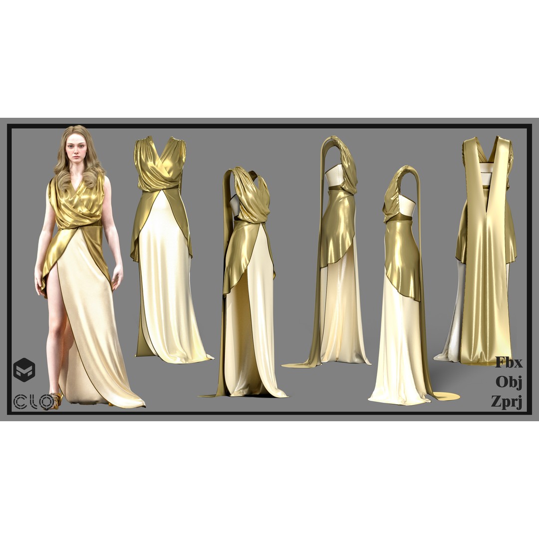 The Greek Grace Collection 3D Model – Elegant Women's Garments, FBX/OBJ - View 5
