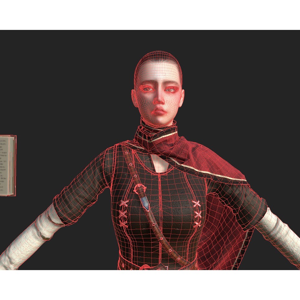 Wizard Girl 3D Model – Low Poly Game Ready Character, PBR Textures - View 10