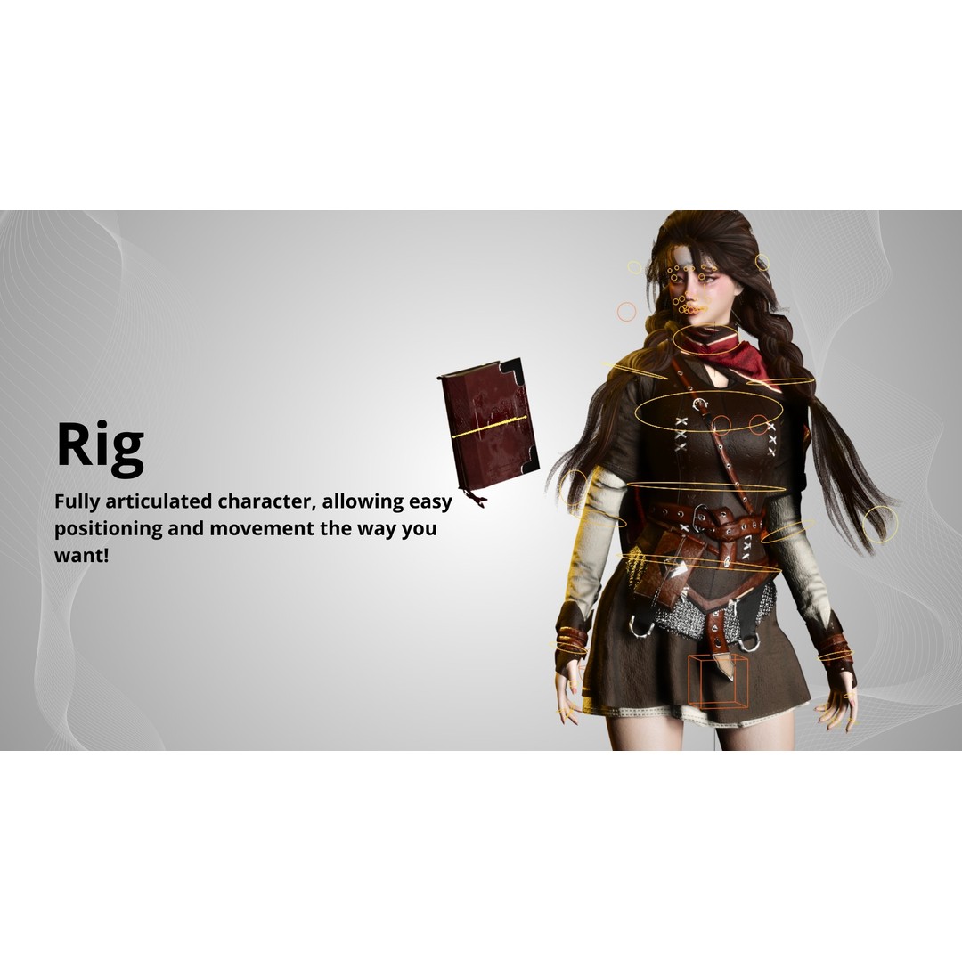 Wizard Girl 3D Model – Low Poly Game Ready Character, PBR Textures - View 5