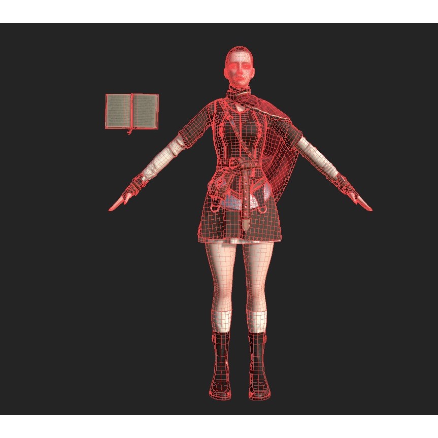 Wizard Girl 3D Model – Low Poly Game Ready Character, PBR Textures - View 8