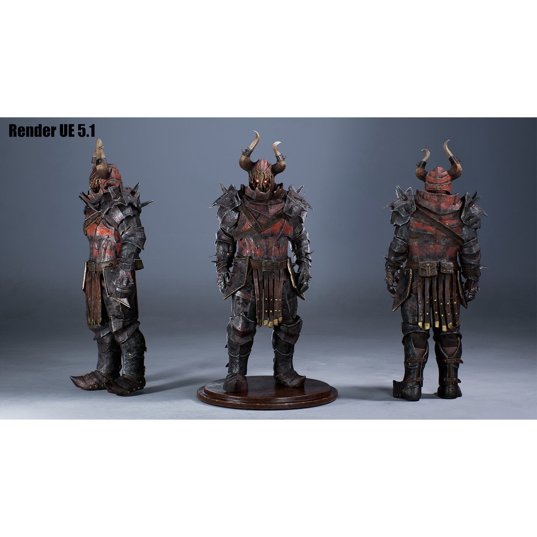 Chaos Knight 3D Model – Low Poly Game Ready Character, FBX - View 11