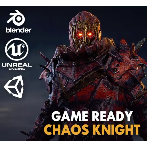 Chaos Knight 3D Model – Low Poly Game Ready Character, FBX - View 2