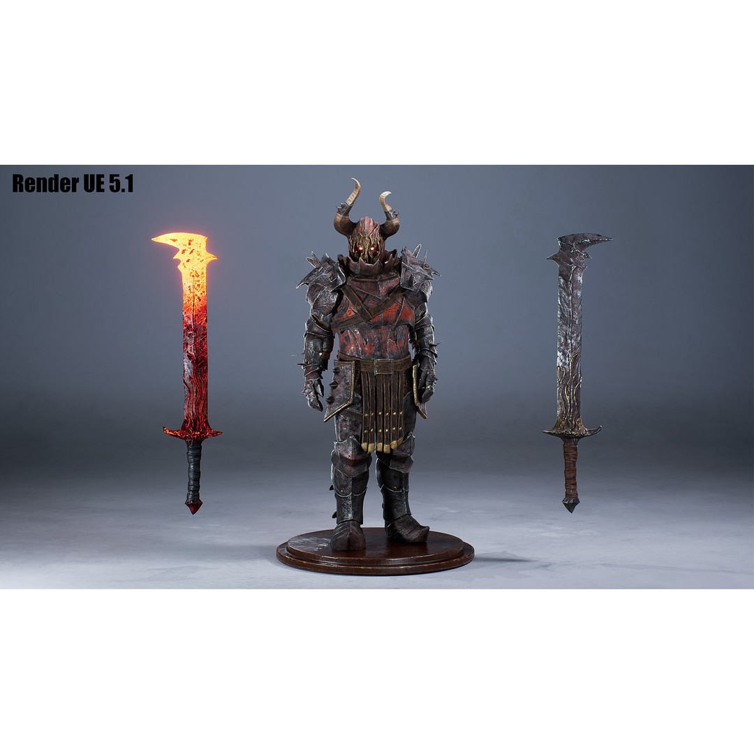 Chaos Knight 3D Model – Low Poly Game Ready Character, FBX - View 5