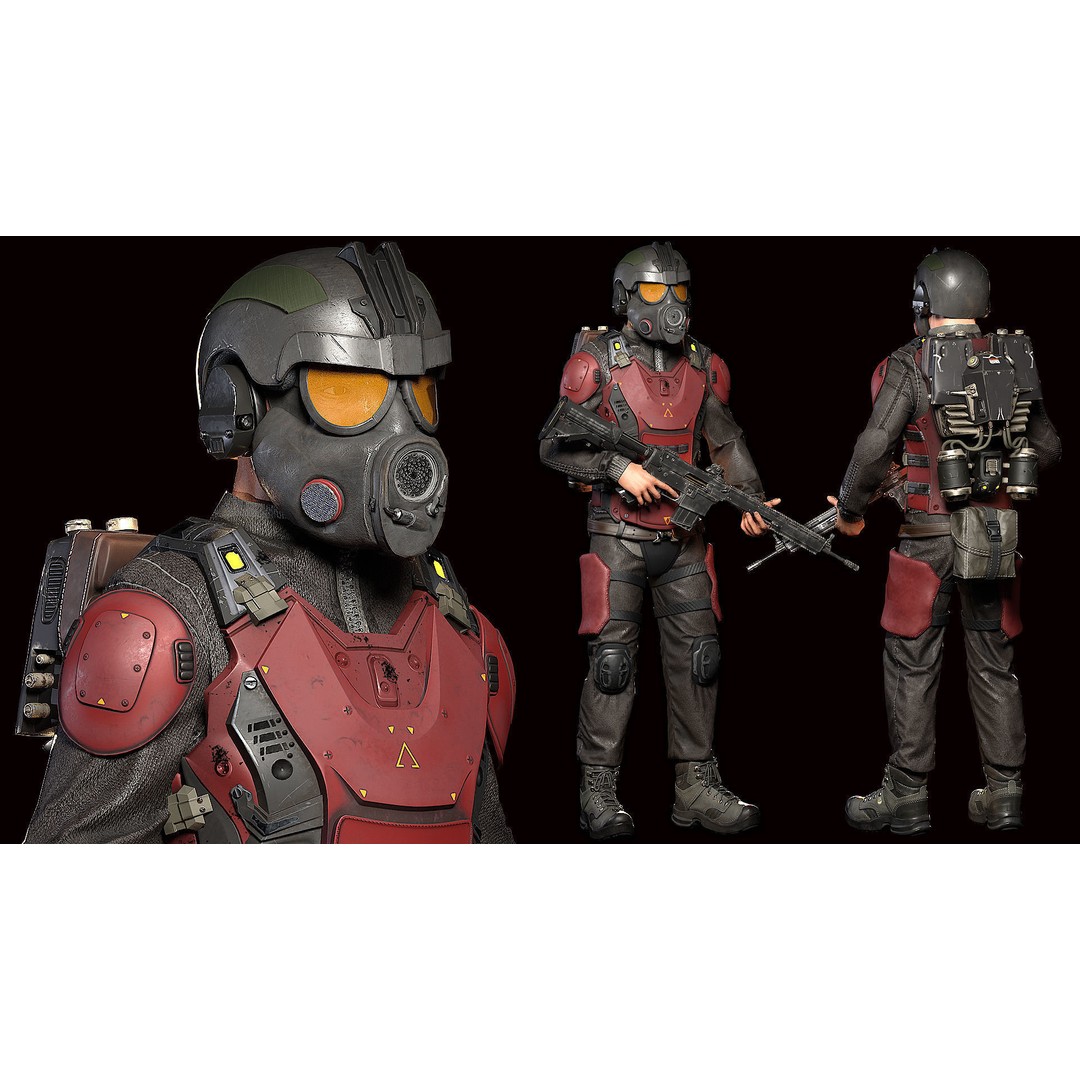 Modular Soldier 3D Model – Low Poly Game Ready Character, FBX - View 3