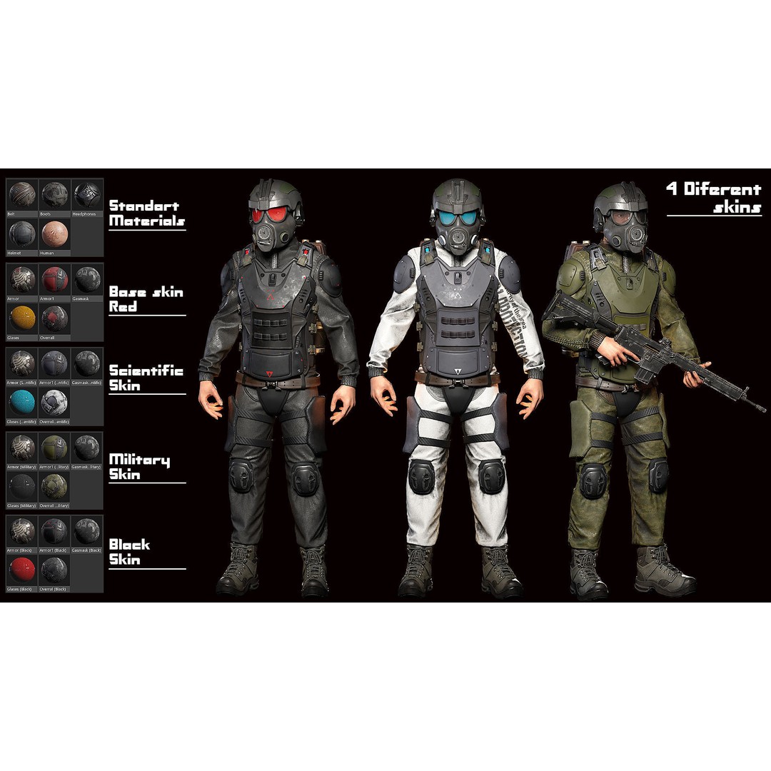 Modular Soldier 3D Model – Low Poly Game Ready Character, FBX - View 5