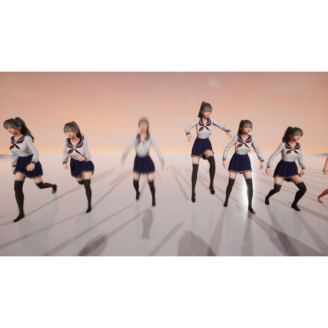 School Girl 3D Model – Low Poly Modular Character, Rigged, FBX - View 10