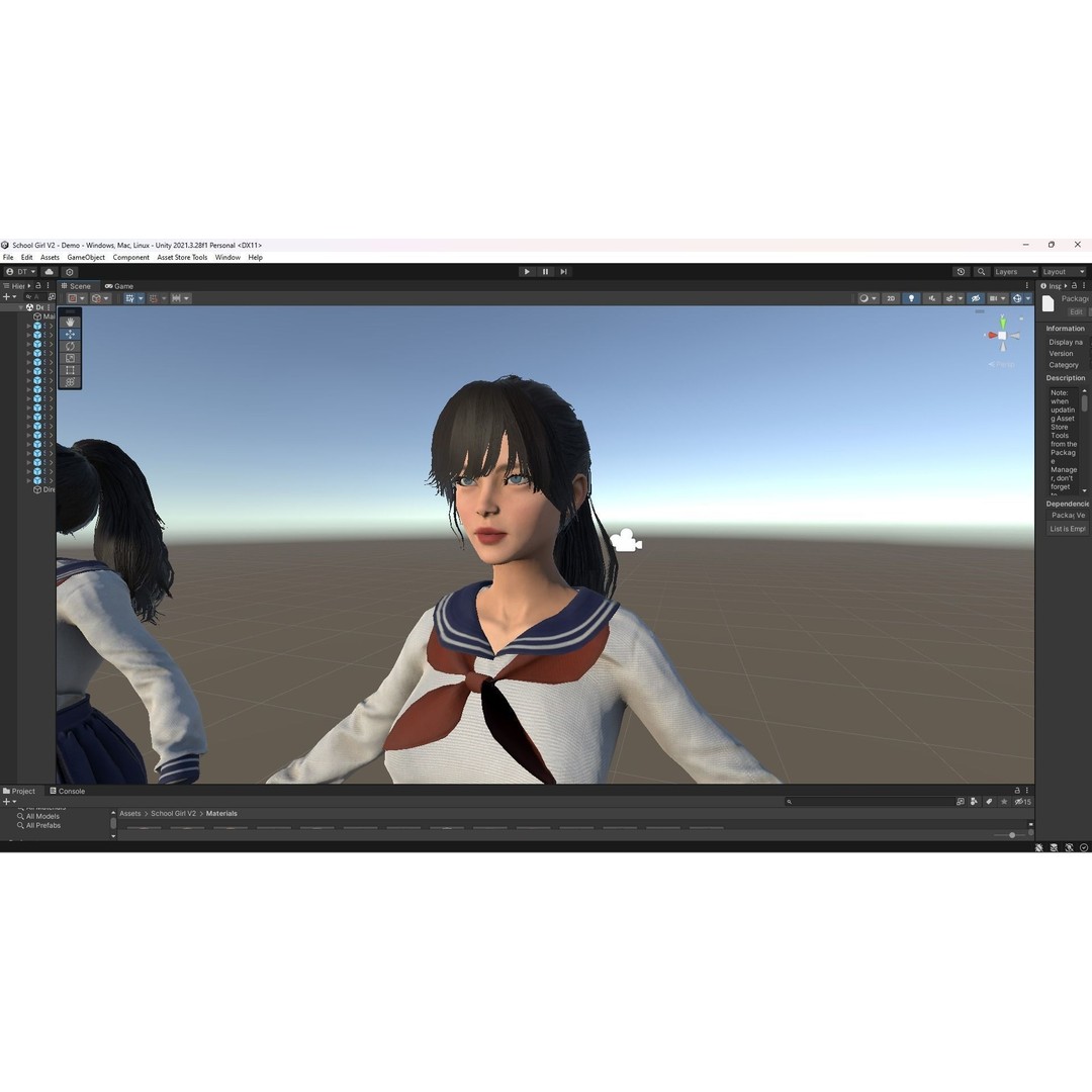 School Girl 3D Model – Low Poly Modular Character, Rigged, FBX - View 13