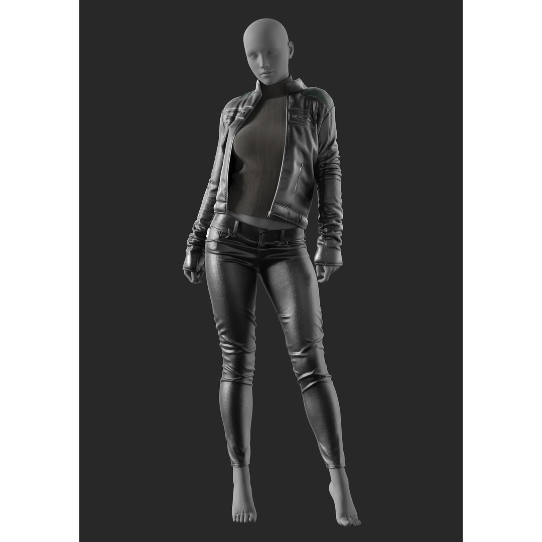 Girls Outfit 3D Model – Marvelous Designer Female Apparel, OBJ & FBX - View 3
