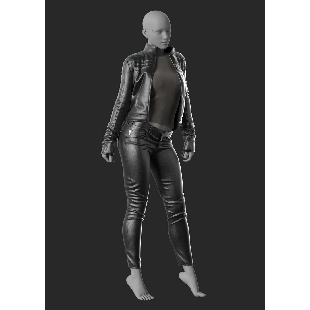Girls Outfit 3D Model – Marvelous Designer Female Apparel, OBJ & FBX - View 5