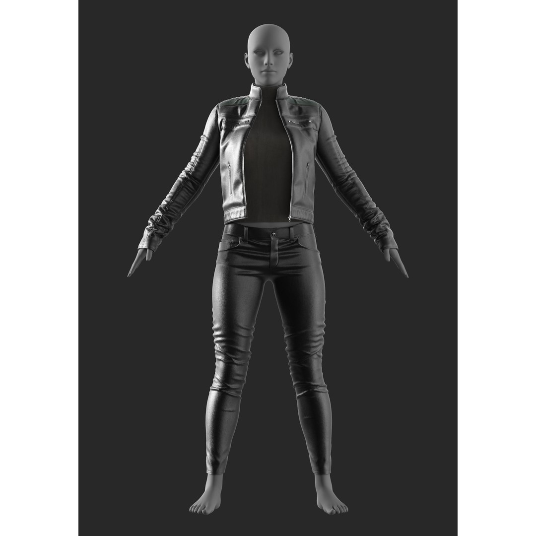 Girls Outfit 3D Model – Marvelous Designer Female Apparel, OBJ & FBX - View 6