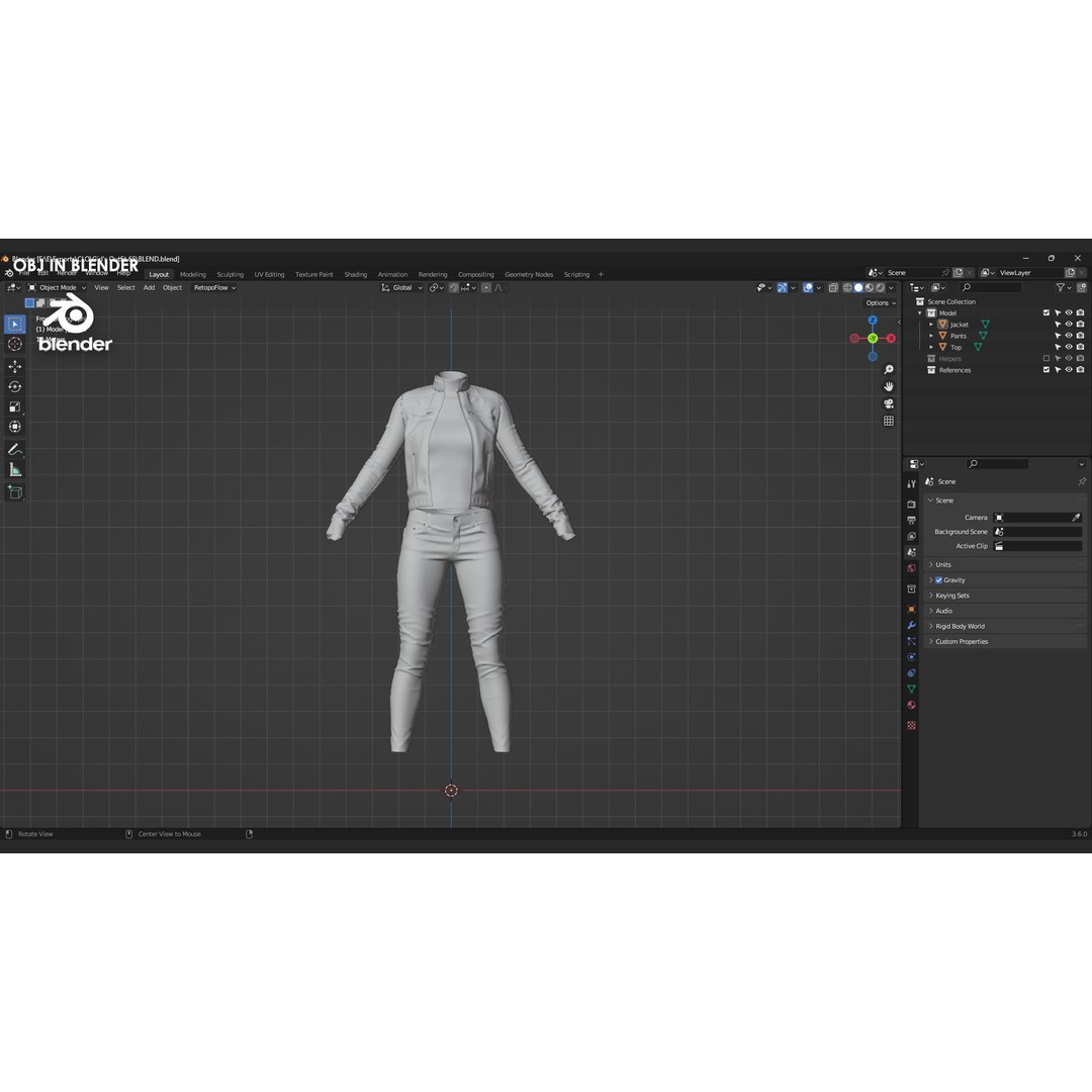 Girls Outfit 3D Model – Marvelous Designer Female Apparel, OBJ & FBX - View 9