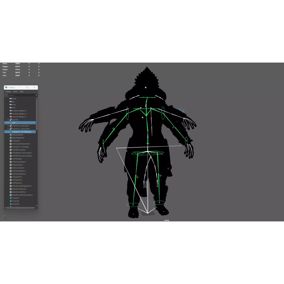 Ganesha 3D Model – Low Poly Rigged Character for Games, FBX