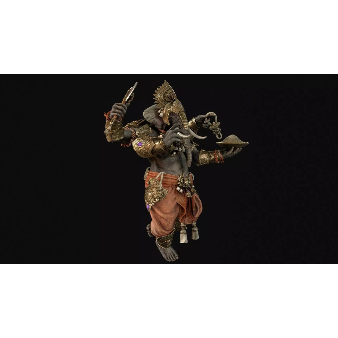 Ganesha 3D Model – Low Poly Rigged Character for Games, FBX - View 15