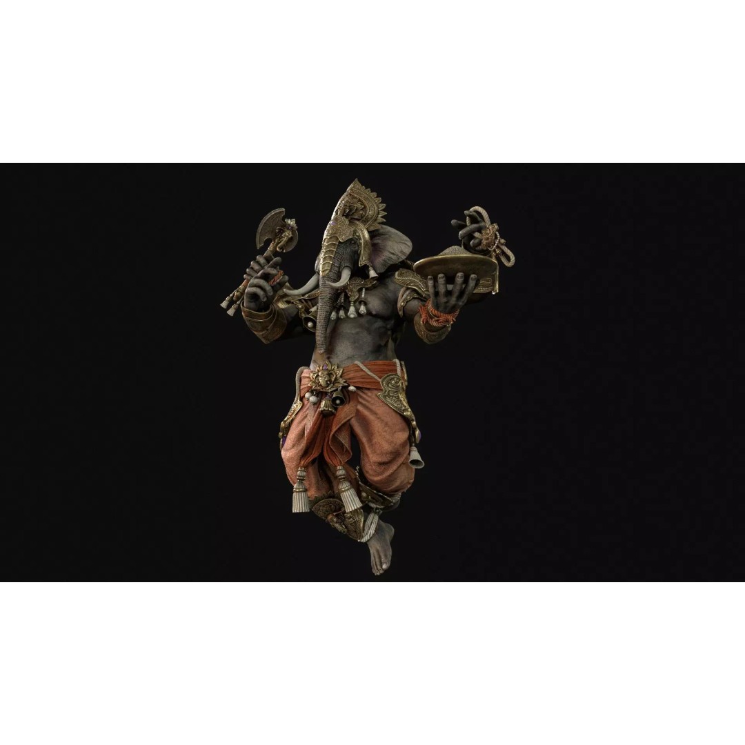 Ganesha 3D Model – Low Poly Rigged Character for Games, FBX - View 16