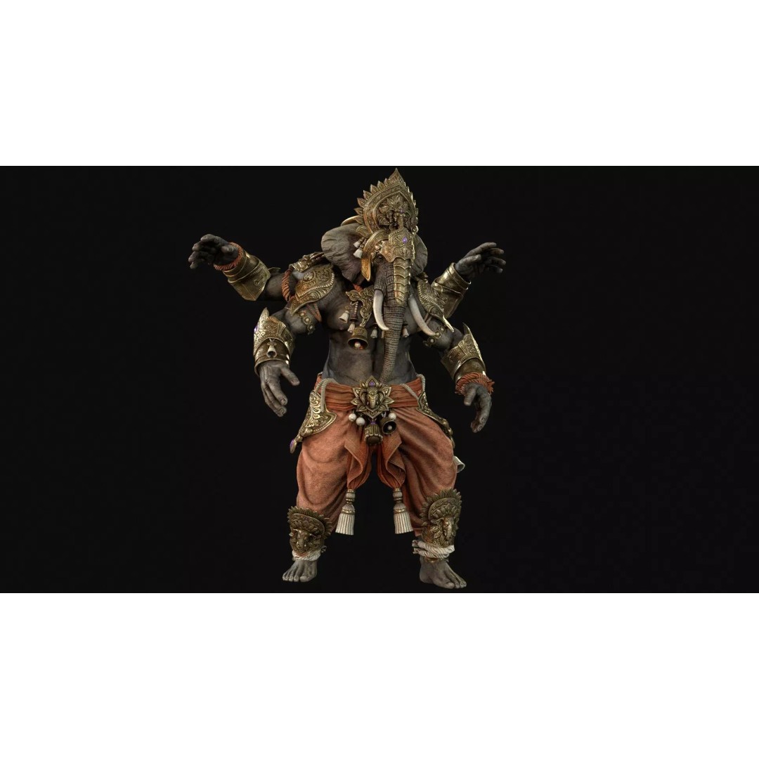 Ganesha 3D Model – Low Poly Rigged Character for Games, FBX - View 19