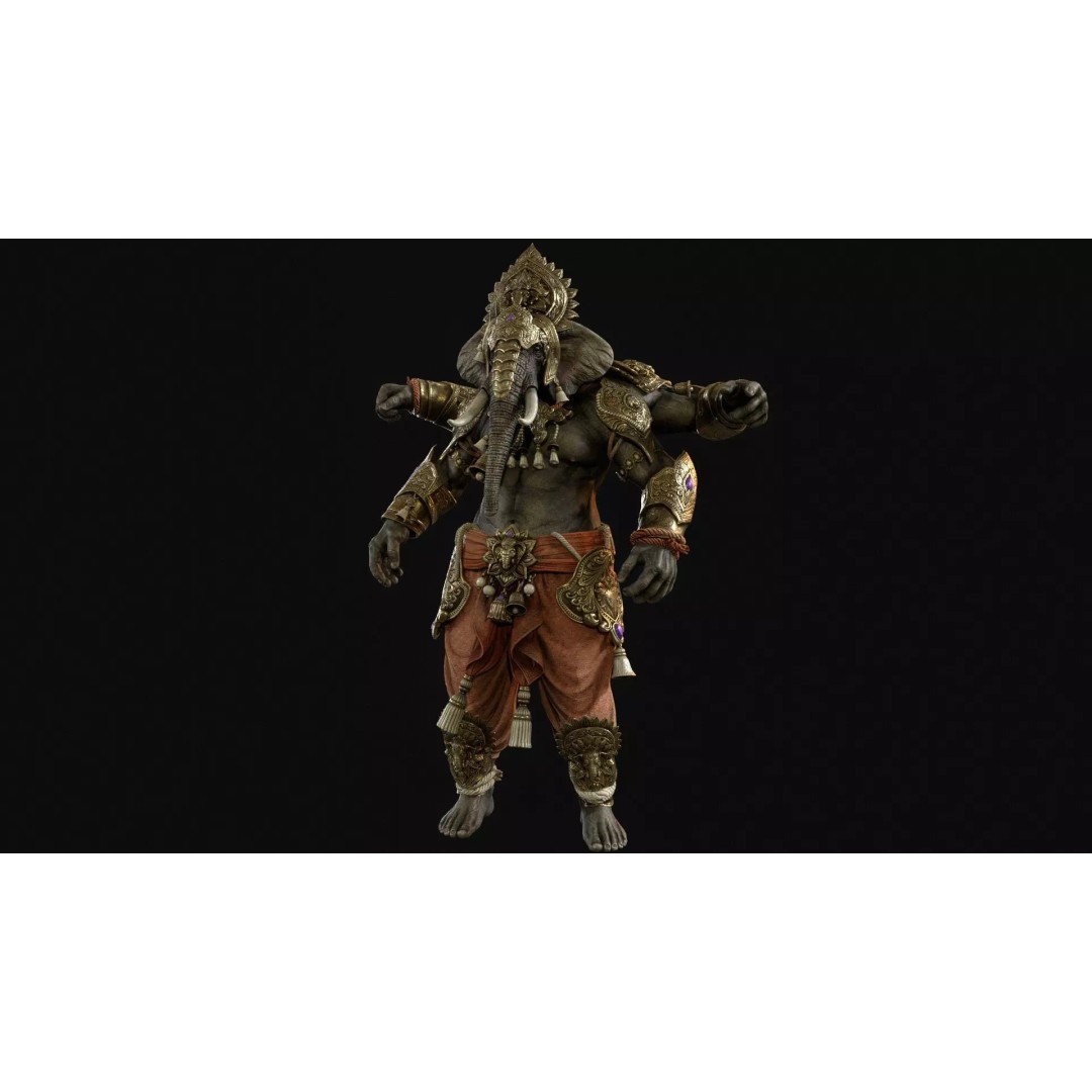 Ganesha 3D Model – Low Poly Rigged Character for Games, FBX - View 20