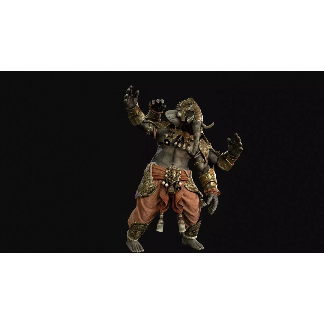 Ganesha 3D Model – Low Poly Rigged Character for Games, FBX - View 21