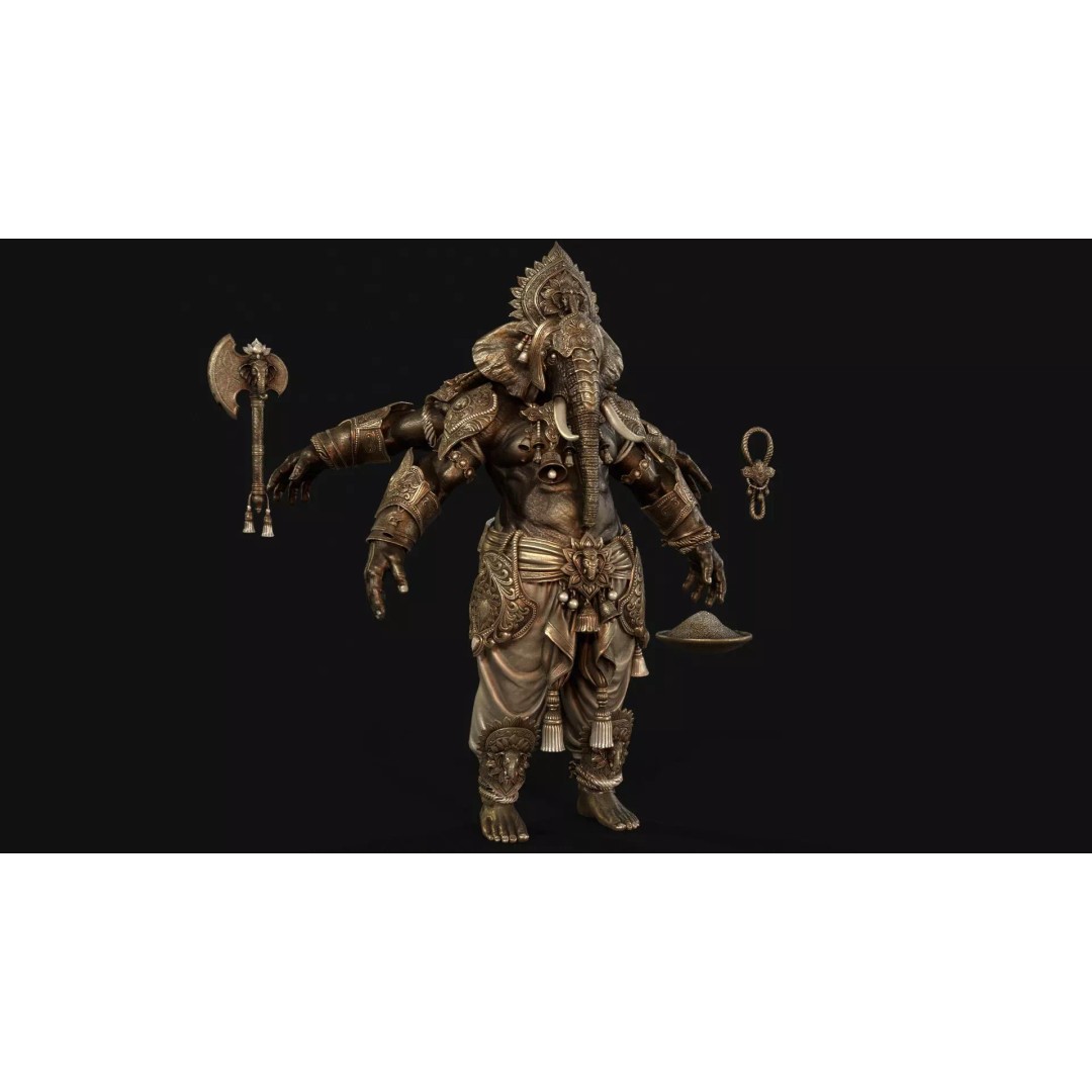 Ganesha 3D Model – Low Poly Rigged Character for Games, FBX - View 22