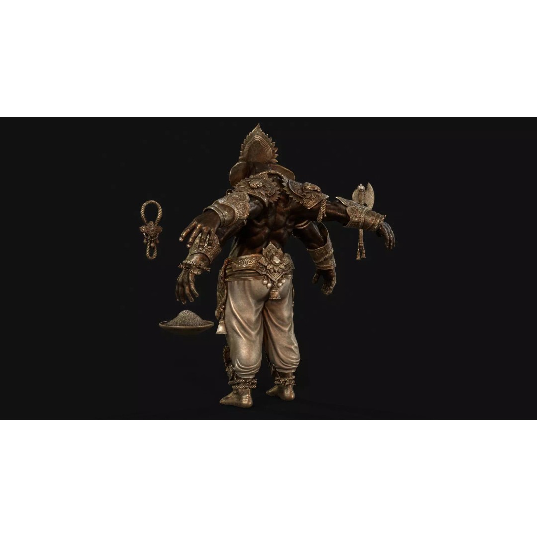 Ganesha 3D Model – Low Poly Rigged Character for Games, FBX - View 23