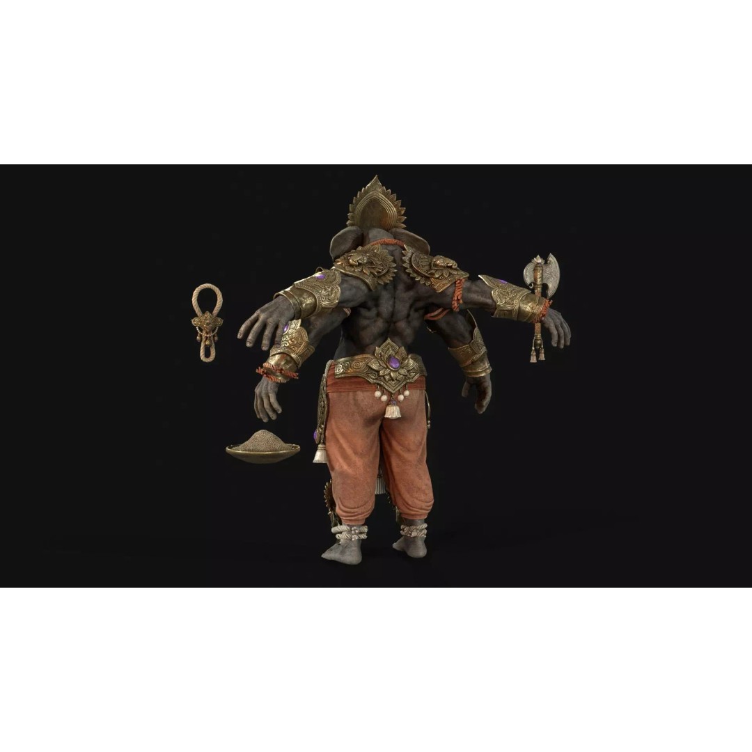 Ganesha 3D Model – Low Poly Rigged Character for Games, FBX - View 25