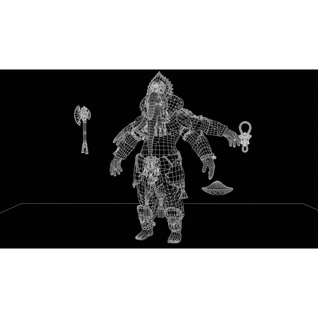 Ganesha 3D Model – Low Poly Rigged Character for Games, FBX - View 28