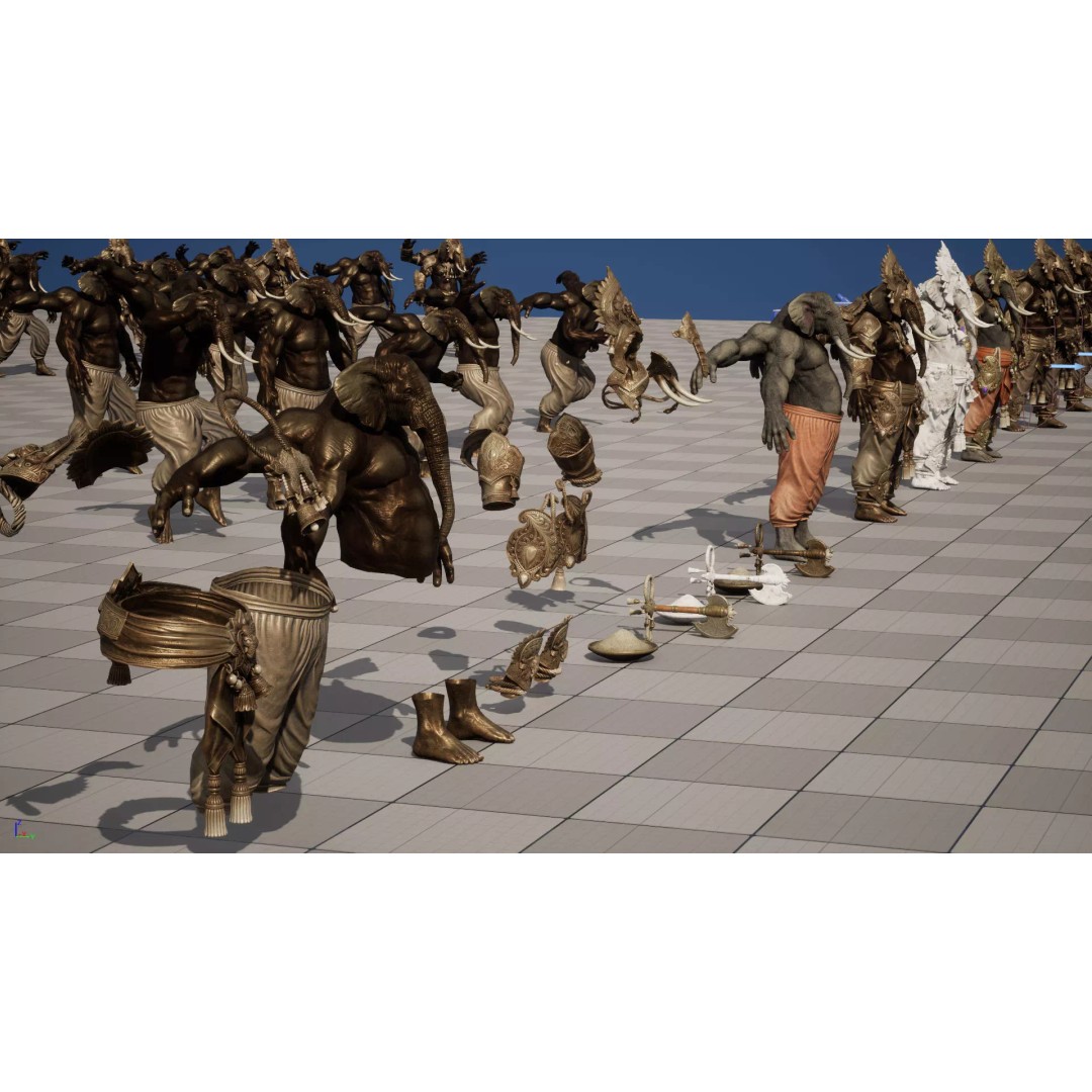 Ganesha 3D Model – Low Poly Rigged Character for Games, FBX - View 29