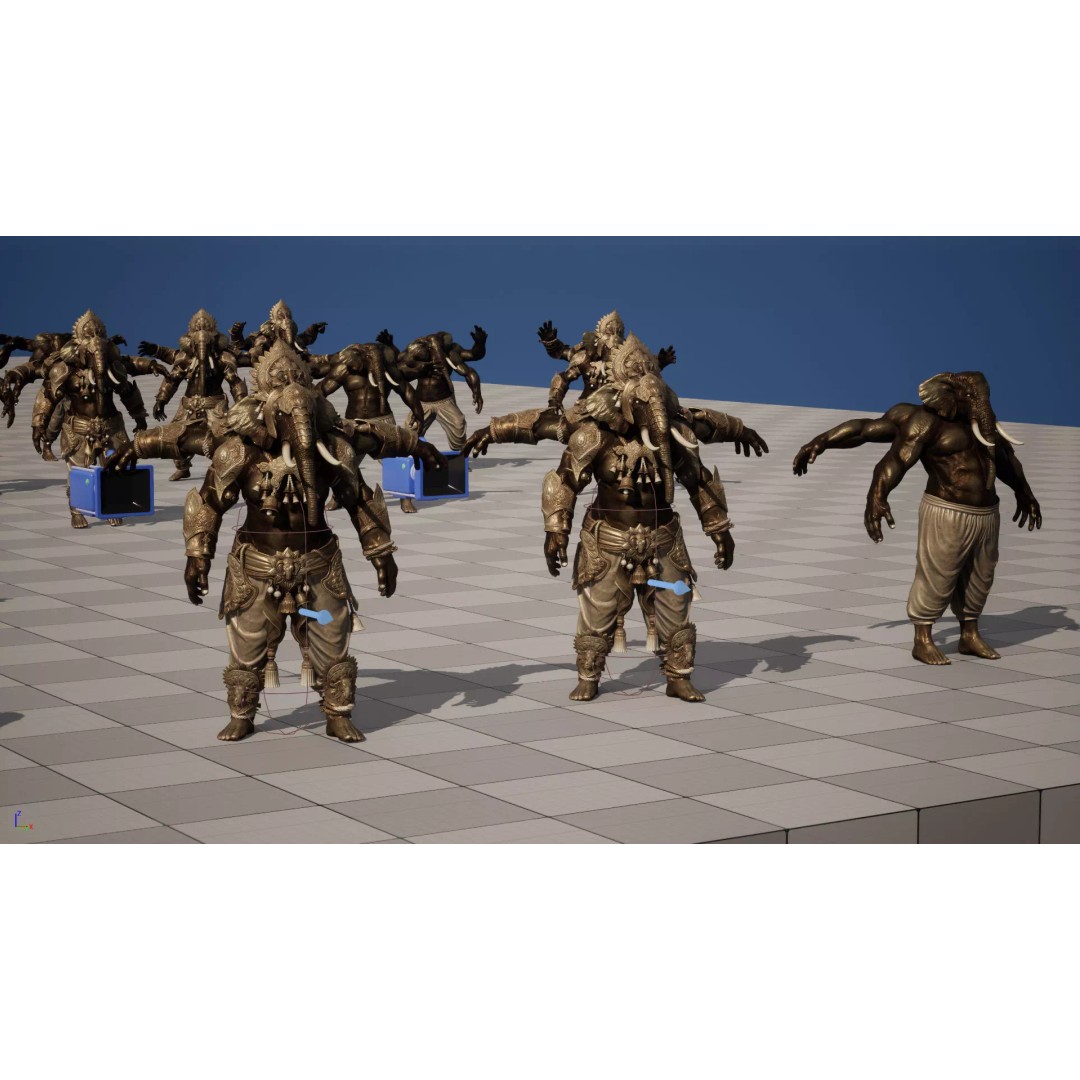 Ganesha 3D Model – Low Poly Rigged Character for Games, FBX - View 32