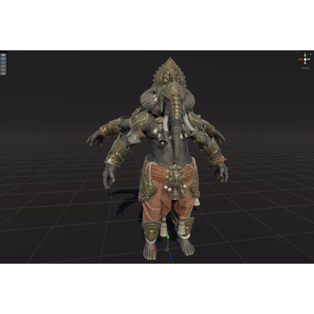 Ganesha 3D Model – Low Poly Rigged Character for Games, FBX - View 35
