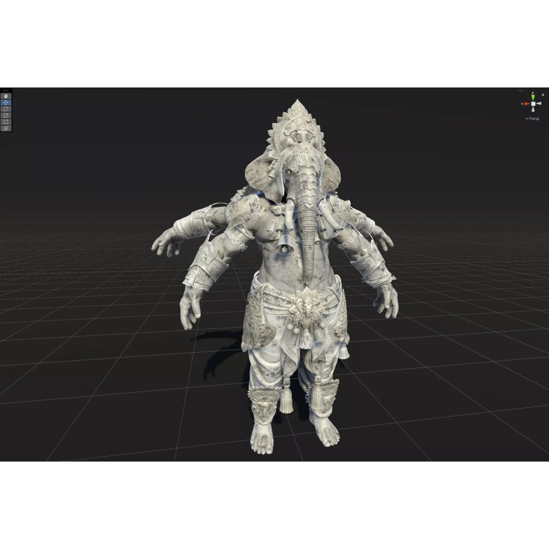 Ganesha 3D Model – Low Poly Rigged Character for Games, FBX - View 36