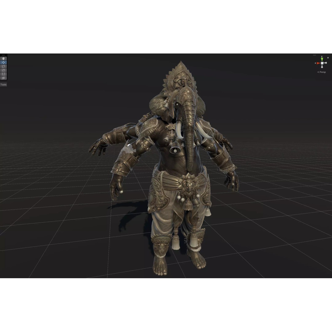 Ganesha 3D Model – Low Poly Rigged Character for Games, FBX - View 37