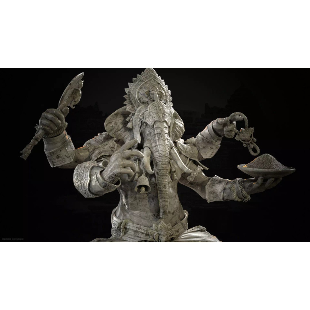 Ganesha 3D Model – Low Poly Rigged Character for Games, FBX - View 6