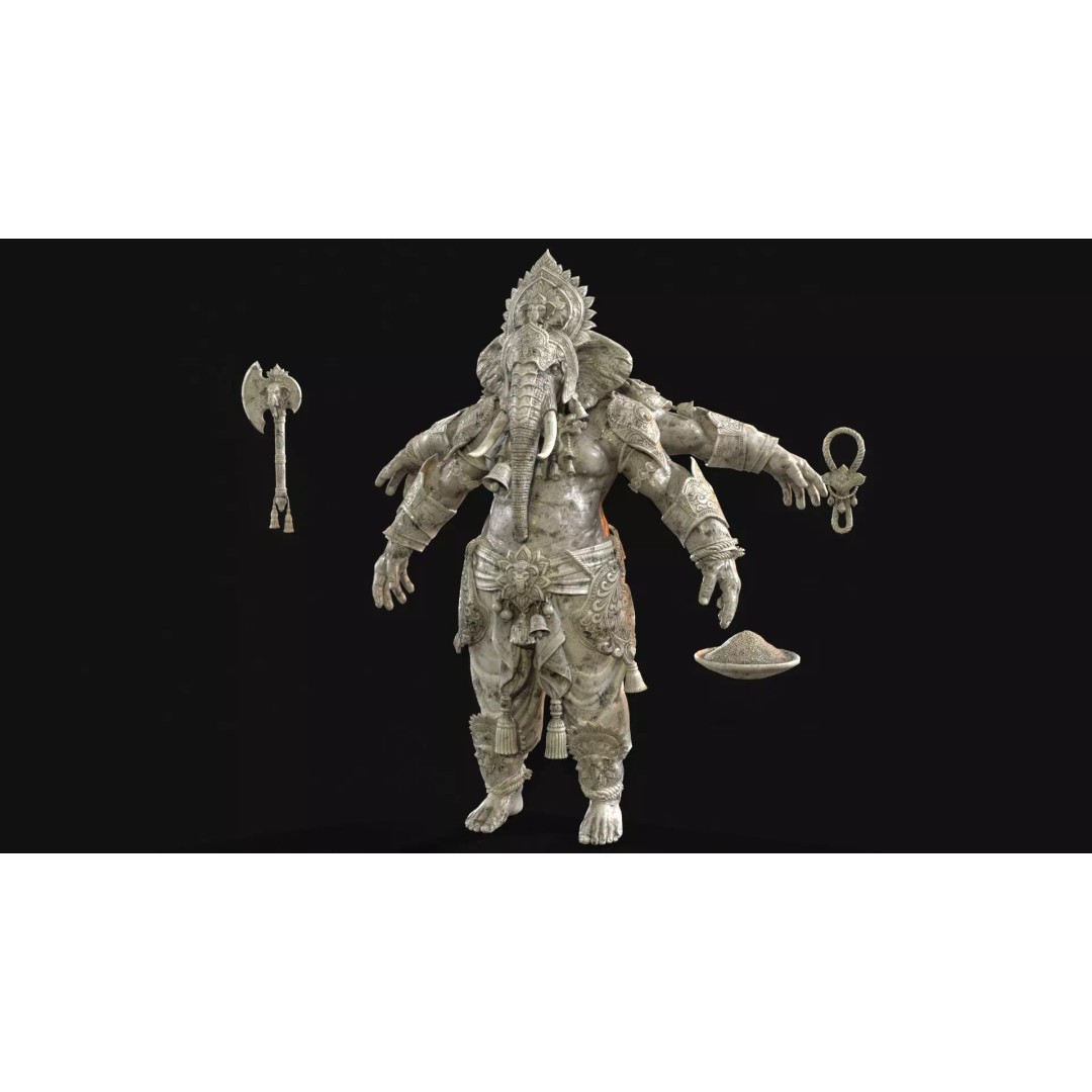 Ganesha 3D Model – Low Poly Rigged Character for Games, FBX - View 8