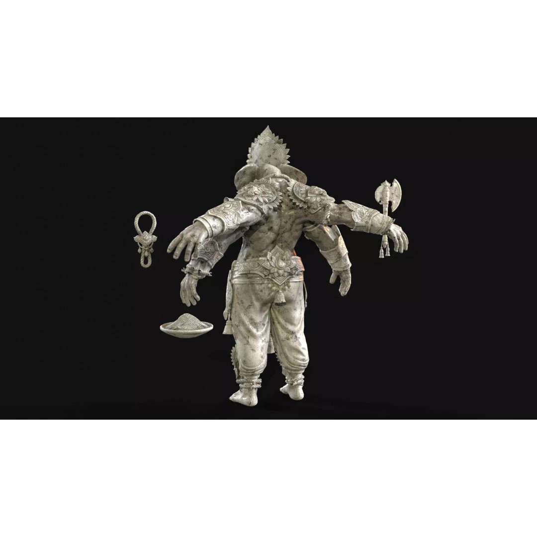 Ganesha 3D Model – Low Poly Rigged Character for Games, FBX - View 9