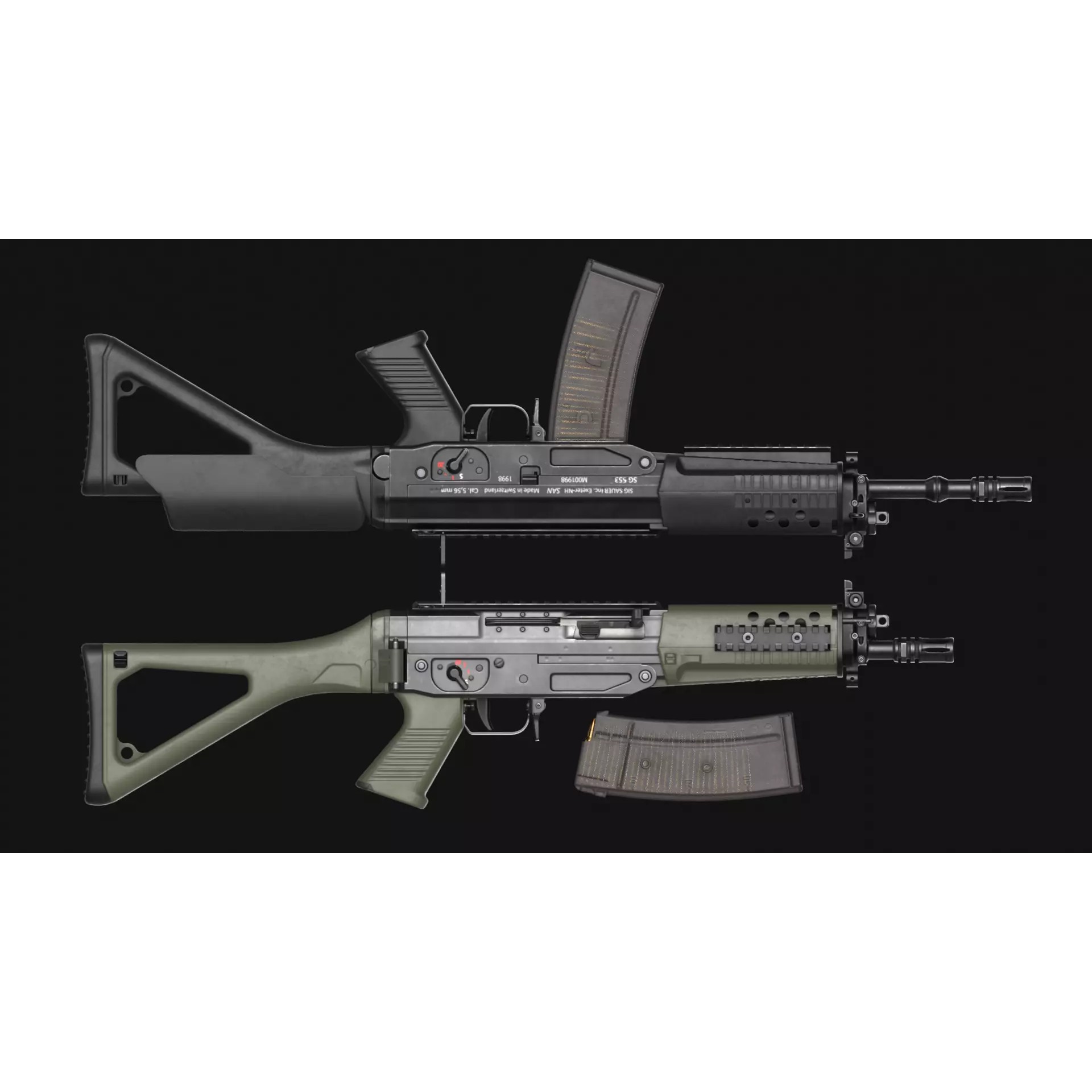 SIG SG 553 and SG 553-R Assault Rifle Pack - Low-Poly Game-Ready 3D Model - View 10