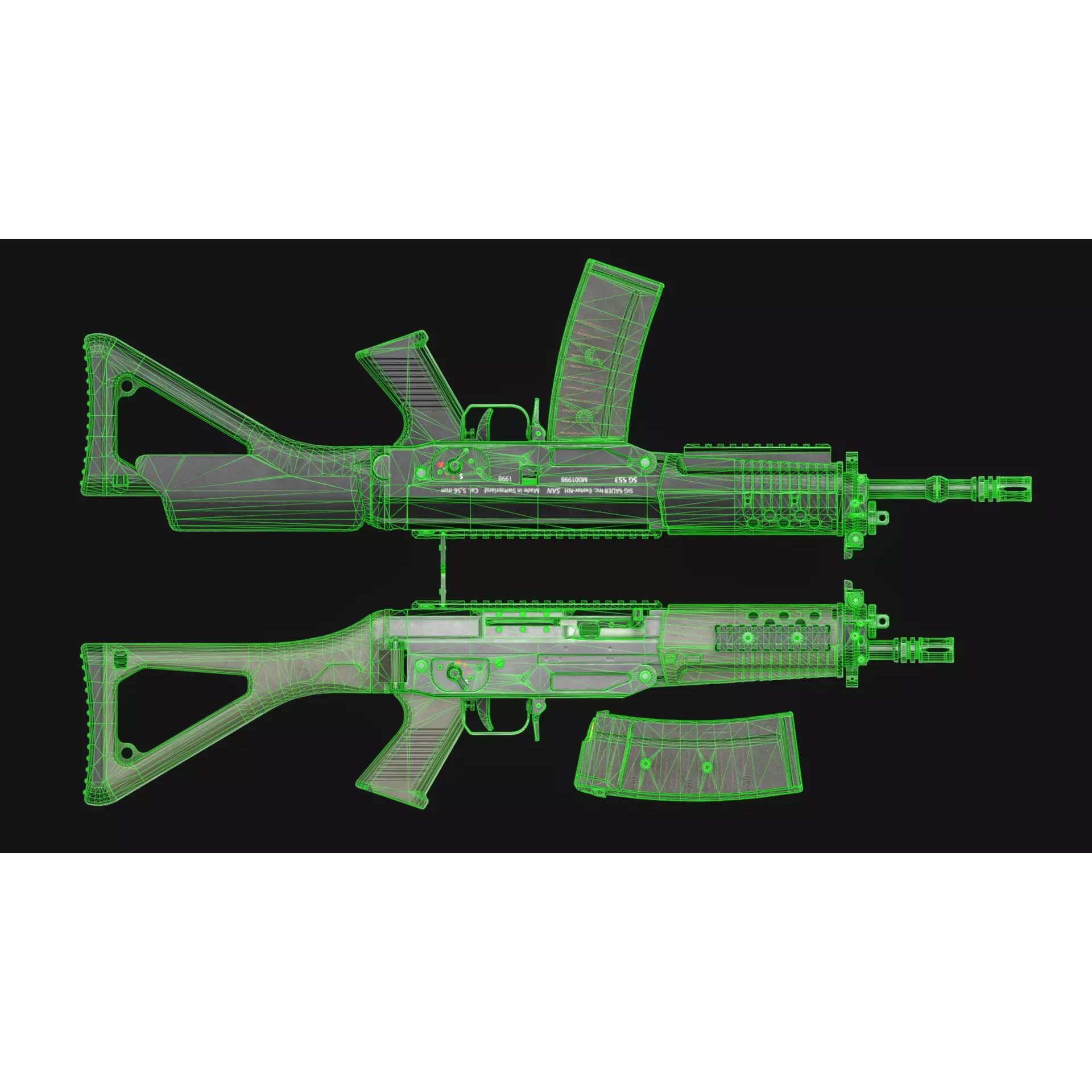 SIG SG 553 and SG 553-R Assault Rifle Pack - Low-Poly Game-Ready 3D Model - View 11
