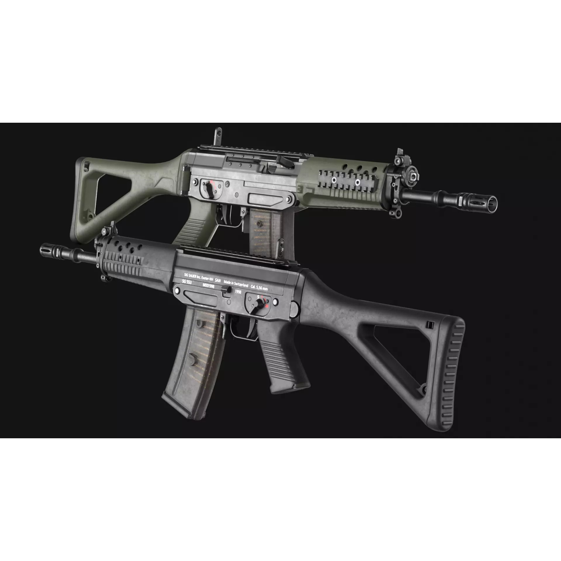 SIG SG 553 and SG 553-R Assault Rifle Pack - Low-Poly Game-Ready 3D Model - View 12