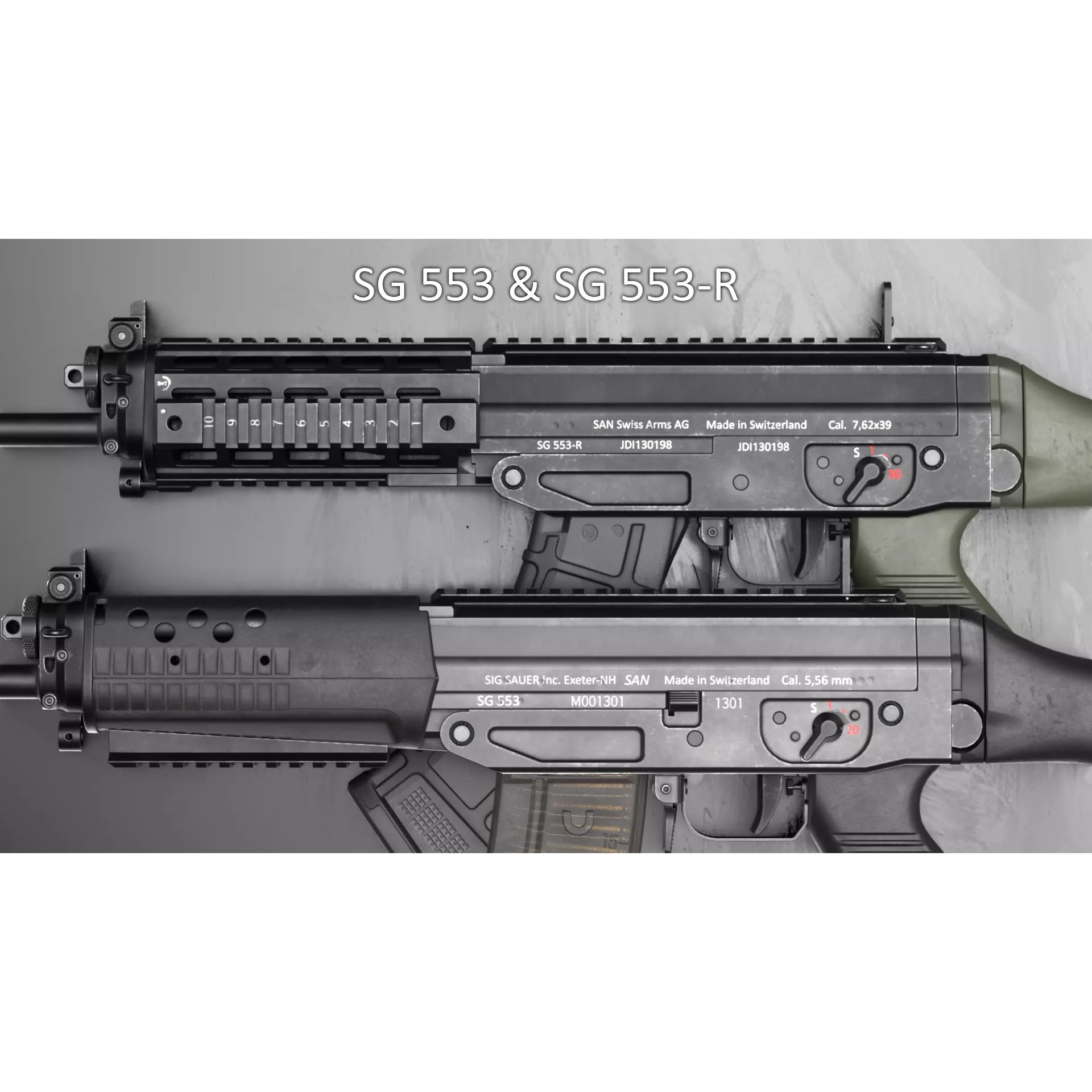 SIG SG 553 and SG 553-R Assault Rifle Pack - Low-Poly Game-Ready 3D Model - View 2