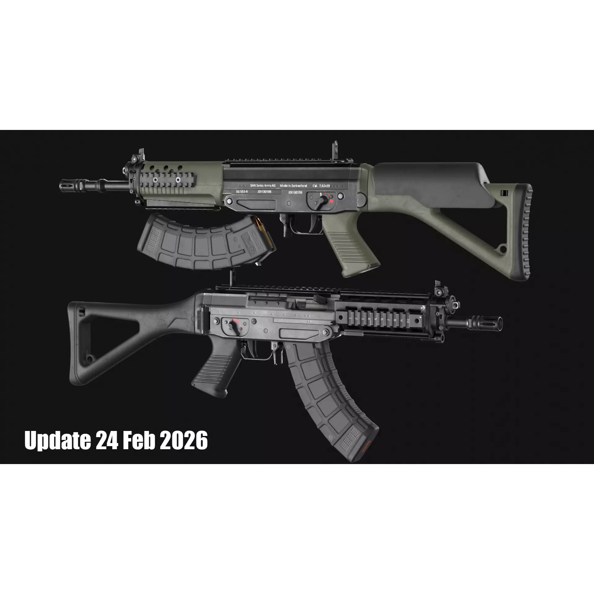 SIG SG 553 and SG 553-R Assault Rifle Pack - Low-Poly Game-Ready 3D Model - View 4