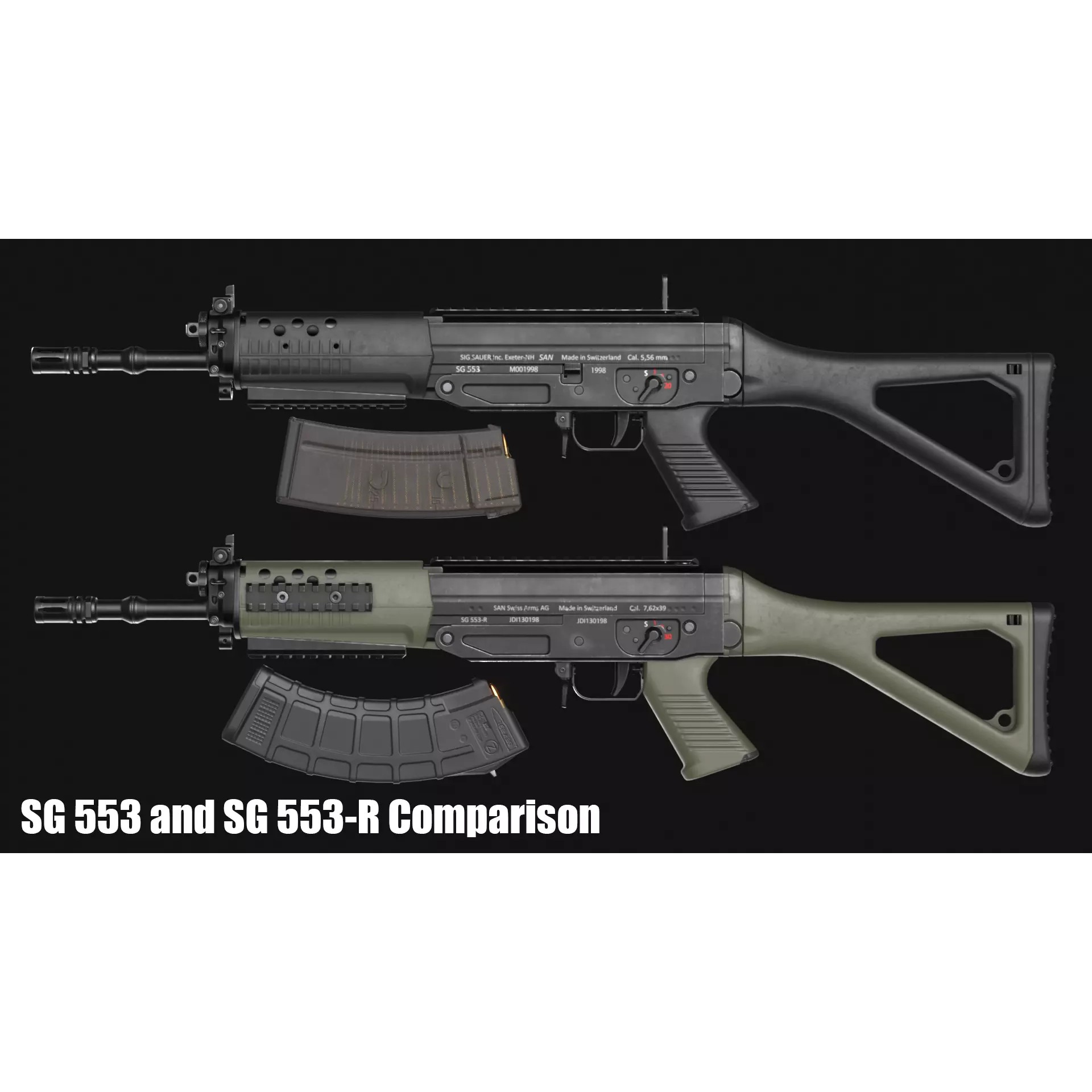 SIG SG 553 and SG 553-R Assault Rifle Pack - Low-Poly Game-Ready 3D Model - View 8