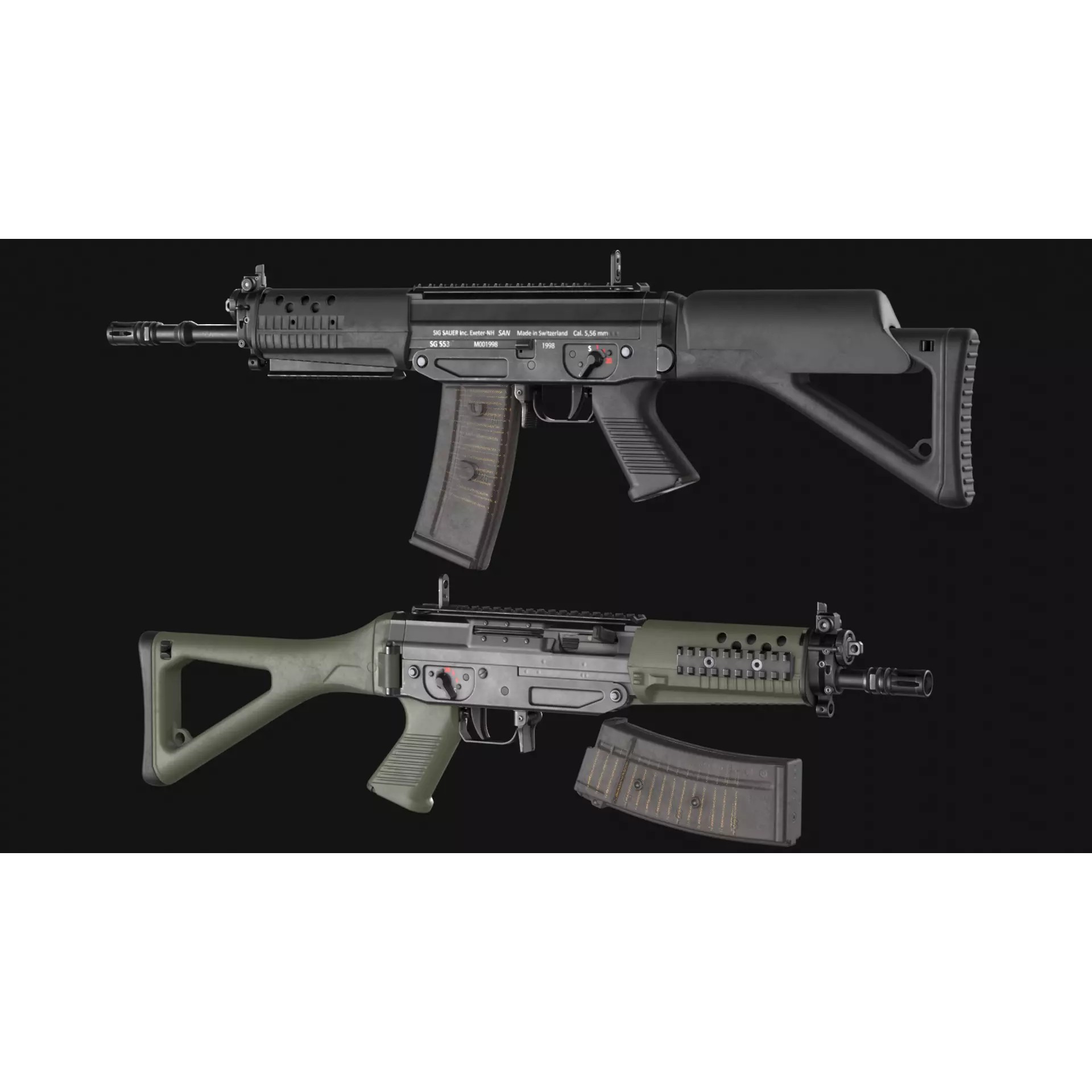 SIG SG 553 and SG 553-R Assault Rifle Pack - Low-Poly Game-Ready 3D Model - View 9