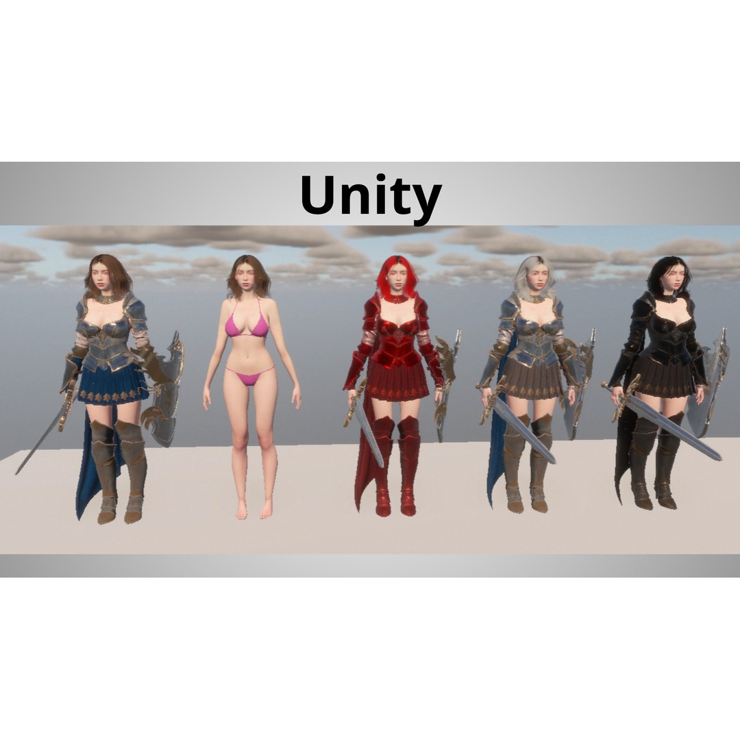 Knight Woman 3D Model – Low Poly Game Ready Character, FBX - View 10