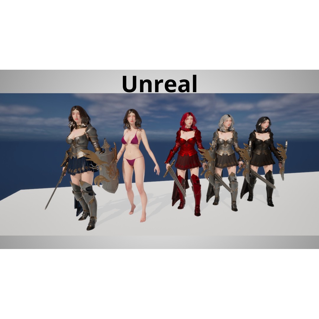 Knight Woman 3D Model – Low Poly Game Ready Character, FBX - View 9
