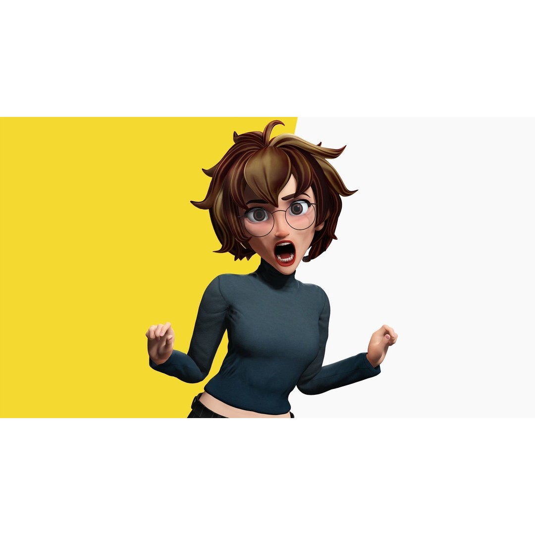 Mother Cartoon Woman 3D Model – Rigged Low-Poly Character for Animation - View 13