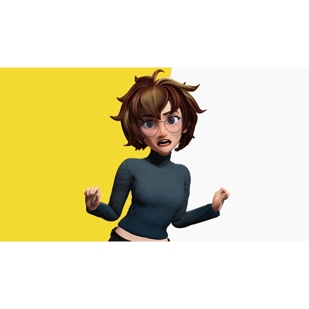 Mother Cartoon Woman 3D Model – Rigged Low-Poly Character for Animation - View 14