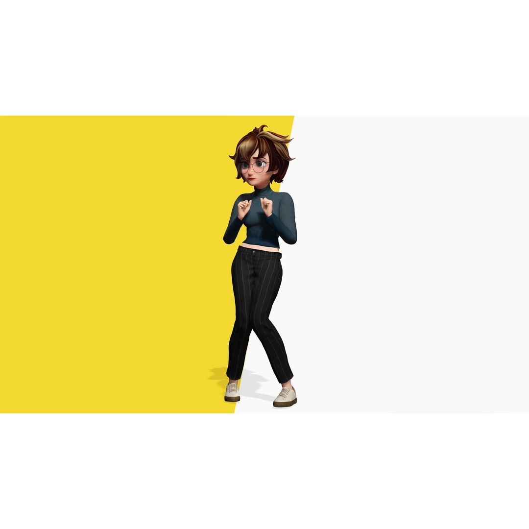 Mother Cartoon Woman 3D Model – Rigged Low-Poly Character for Animation - View 16