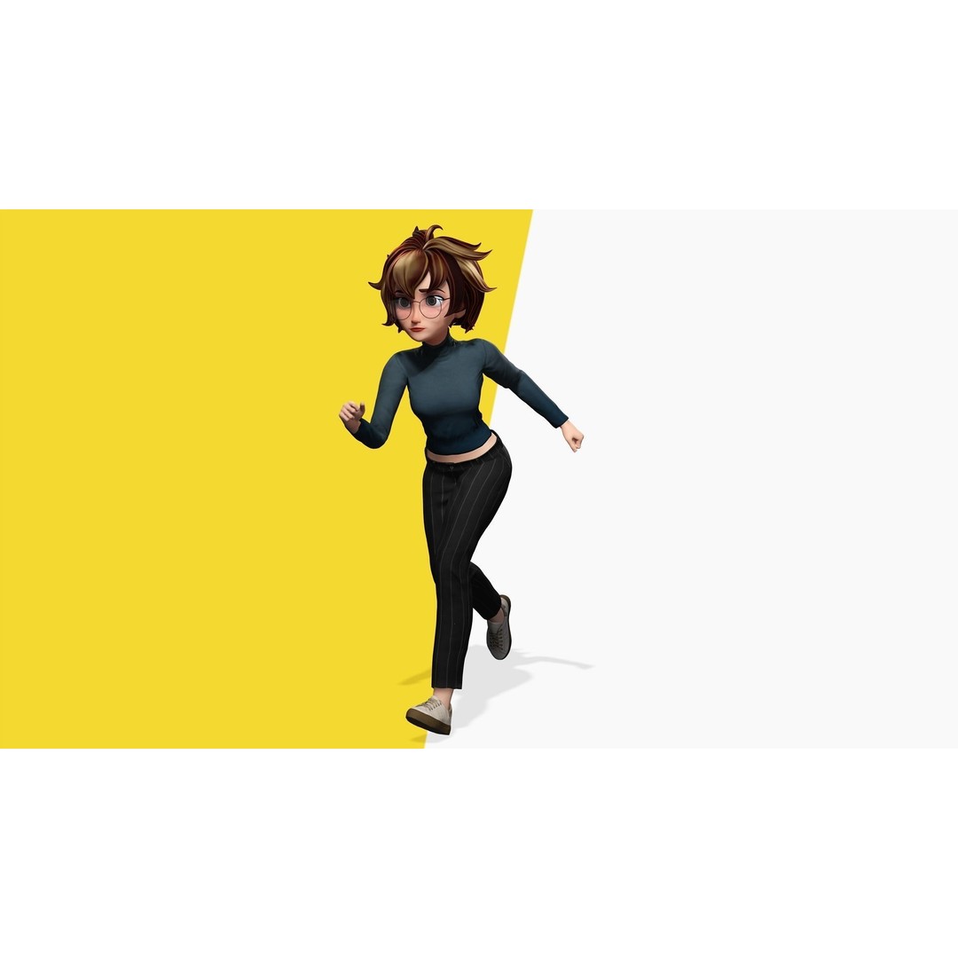 Mother Cartoon Woman 3D Model – Rigged Low-Poly Character for Animation - View 17