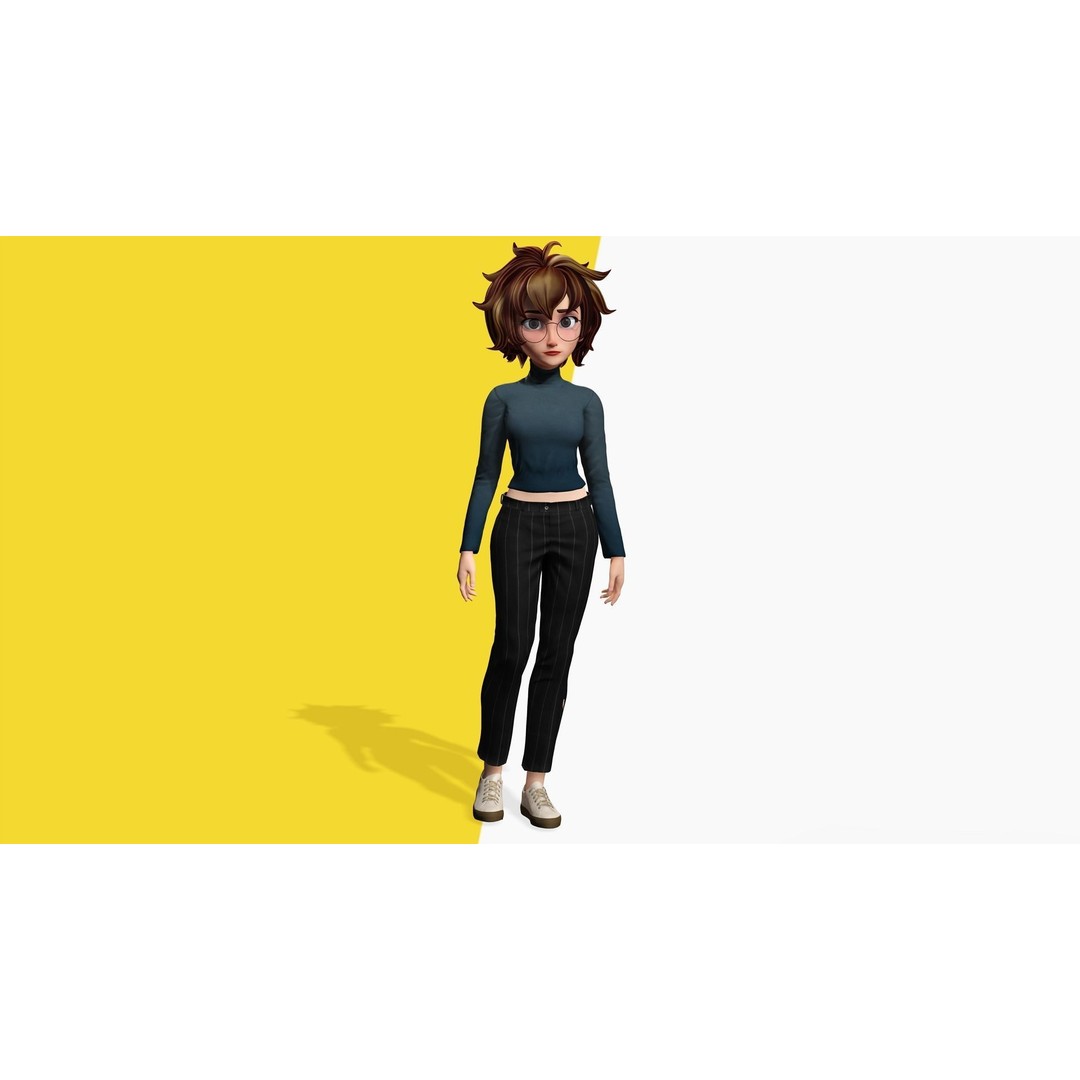 Mother Cartoon Woman 3D Model – Rigged Low-Poly Character for Animation - View 20