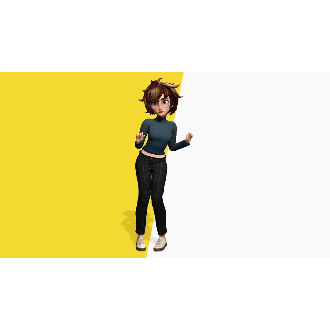 Mother Cartoon Woman 3D Model – Rigged Low-Poly Character for Animation - View 21