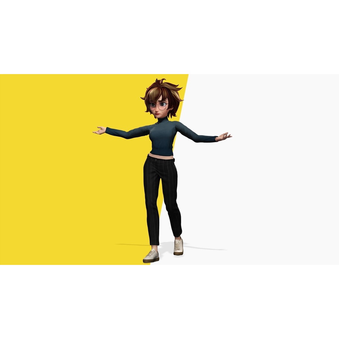 Mother Cartoon Woman 3D Model – Rigged Low-Poly Character for Animation - View 22